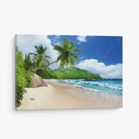 Cuadro en lienzo playa tropical de Mahé, Seychelles – Pixers®
