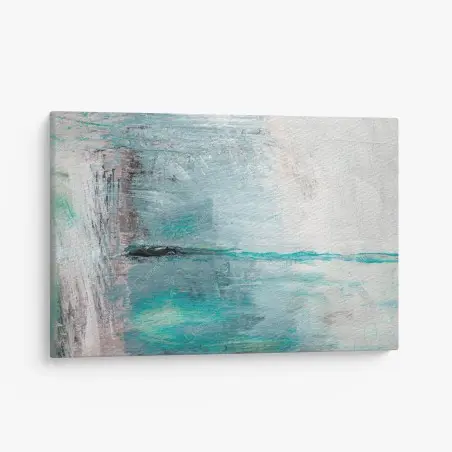 Cuadro en lienzo paisaje abstracto en tonos turquesa y plateados – Pixers®