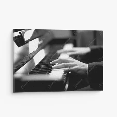Cuadro en lienzo manos al piano en blanco y negro – Pixers®