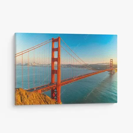 Cuadro en lienzo amanecer sobre Golden Gate: vista panorámica de San Francisco – Pixers®