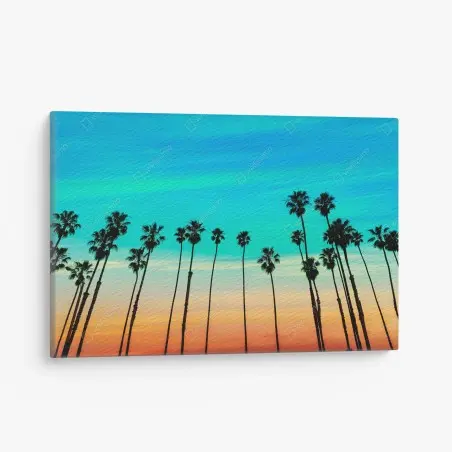 Cuadro en lienzo atardecer en Santa Barbara con palmeras – Pixers®