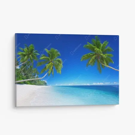 Cuadro en lienzo paraíso tropical con palmeras y mar turquesa – Pixers®