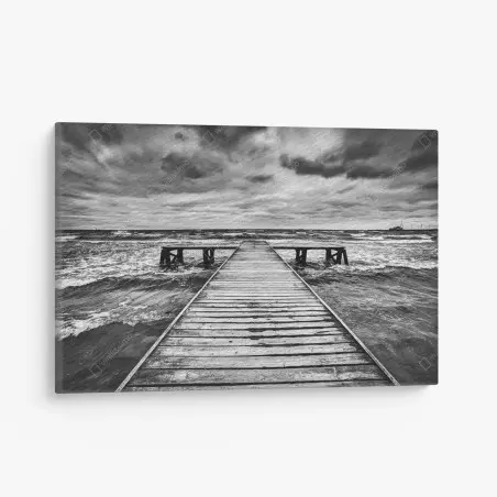 Cuadro en lienzo muelle solitario sobre mar tempestuoso – Pixers®