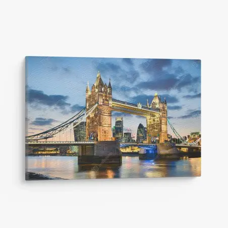 Cuadro en lienzo vista nocturna del Puente de la Torre en Londres – Pixers®