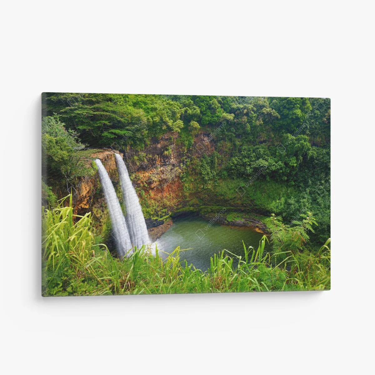 Cuadro en lienzo cascada doble en valle tropical – Pixers® Cuadro en lienzo cascada doble en valle tropical – Pixers®