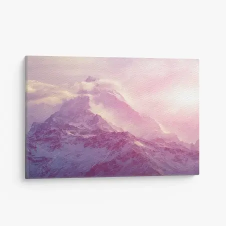 Cuadro en lienzo montaña rosa al amanecer en tonos pastel – Pixers®