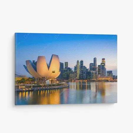 Cuadro en lienzo crepúsculo sobre Marina Bay, Singapur – Pixers®
