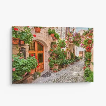 Cuadro en lienzo encanto de un callejón florido en Umbría – Pixers®
