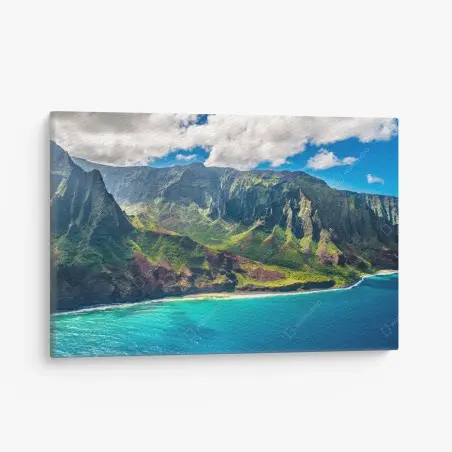 Cuadro en lienzo paisaje costero de acantilados y agua turquesa – Pixers®