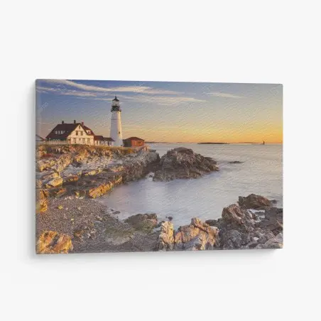 Cuadro en lienzo amanecer en Portland Head, Cape Elizabeth, Maine – Pixers®