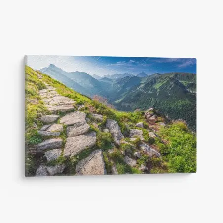 Cuadro en lienzo amanecer en los Tatras: senda hacia la cima – Pixers®