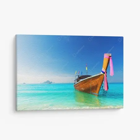 Cuadro en lienzo barca tradicional en el mar de Andamán, Tailandia – Pixers®