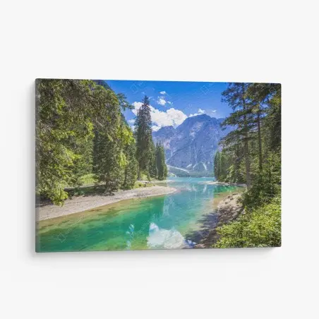 Cuadro en lienzo serenidad alpina en Lago di Braies – Pixers®