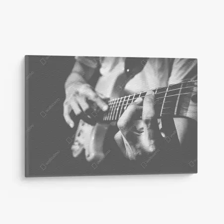 Cuadro en lienzo manos sobre el mástil de la guitarra eléctrica – Pixers®
