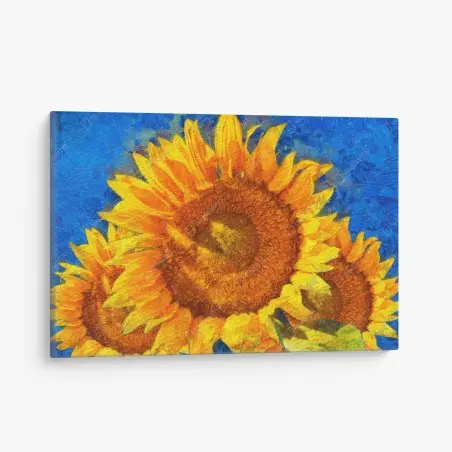 Cuadro en lienzo girasoles vibrantes en estilo Van Gogh – Pixers®
