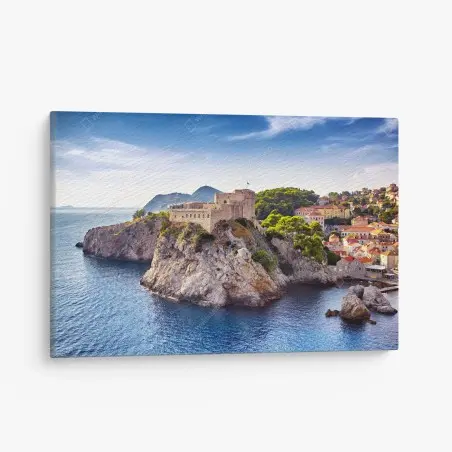 Cuadro en lienzo puesta de sol sobre Dubrovnik: fortaleza y murallas – Pixers®