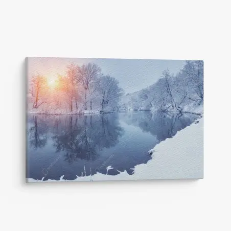 Cuadro en lienzo paisaje invernal al atardecer – Pixers®