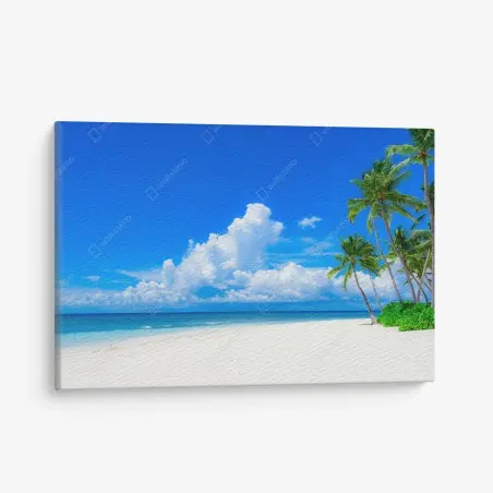 Cuadro en lienzo paraíso tropical de palmeras en la playa – Pixers®