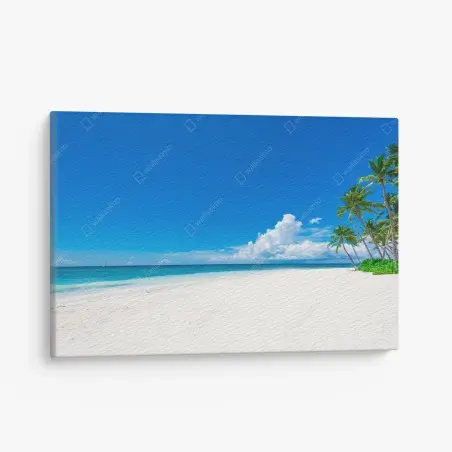 Cuadro en lienzo escena de playa tropical con palmeras – Pixers®