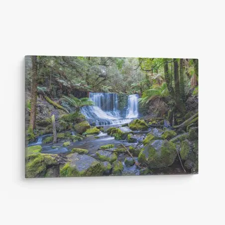 Cuadro en lienzo cascada serena en bosque musgoso – Pixers®