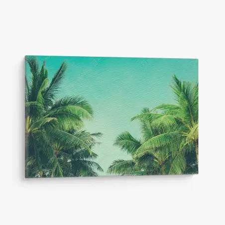 Cuadro en lienzo escena tropical de palmeras y cielo turquesa – Pixers®