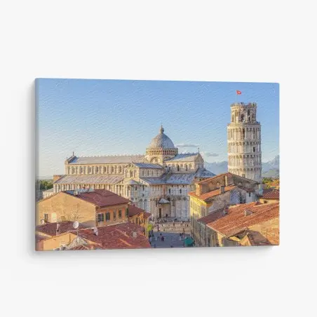 Cuadro en lienzo vista panorámica de la catedral y la torre inclinada de Pisa – Pixers®
