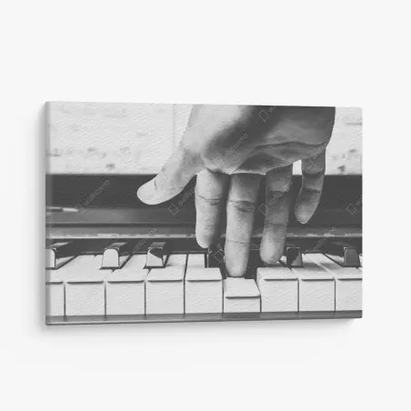 Cuadro en lienzo mano tocando el piano en blanco y negro – Pixers®