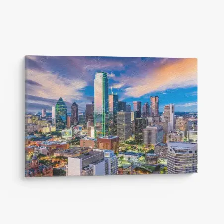Cuadro en lienzo atardecer urbano en Dallas – Pixers®