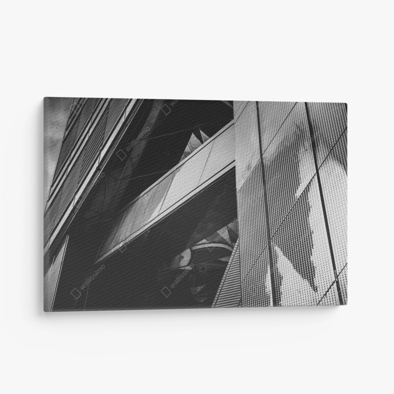 Cuadro en lienzo composición arquitectónica geométrica en blanco y negro