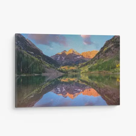 Cuadro en lienzo amanecer dorado en Maroon Bells, Colorado – Pixers®