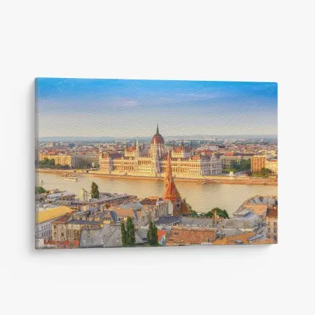 Cuadro en lienzo atardecer en el parlamento de Budapest – Pixers®