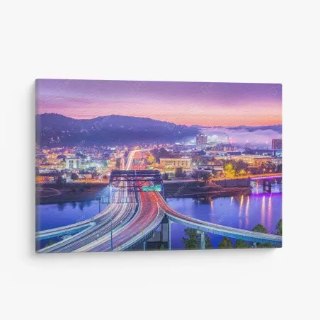 Cuadro en lienzo amanecer sobre el skyline de Charleston – Pixers®