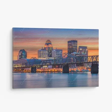 Cuadro en lienzo amanecer sobre el skyline de Louisville – Pixers®