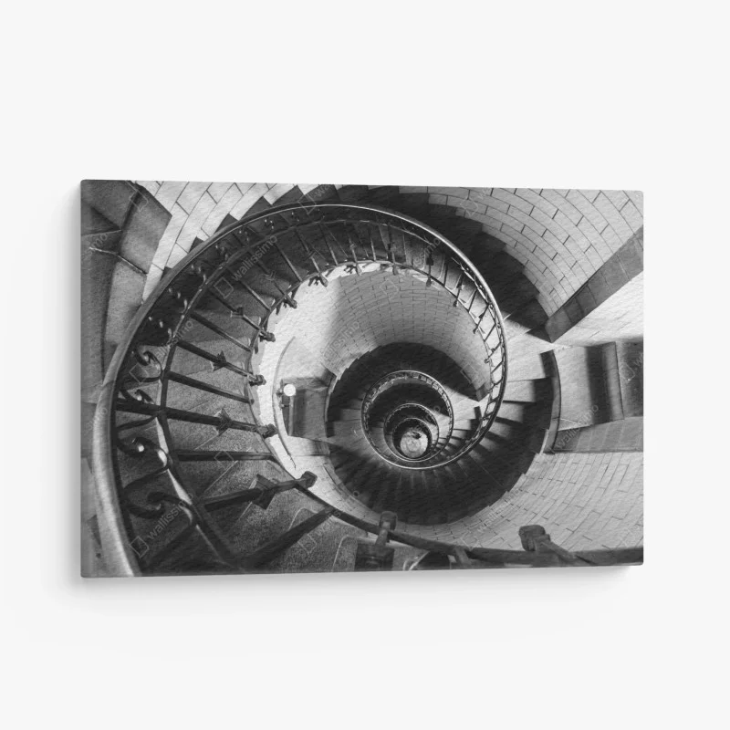 Cuadro en lienzo escalera en espiral en blanco y negro
