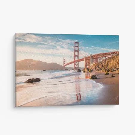 Cuadro en lienzo amanecer en el puente Golden Gate – Pixers®