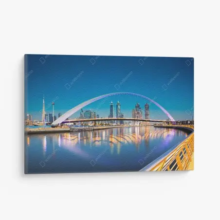 Cuadro en lienzo atardecer en Dubai con puente de la tolerancia – Pixers®