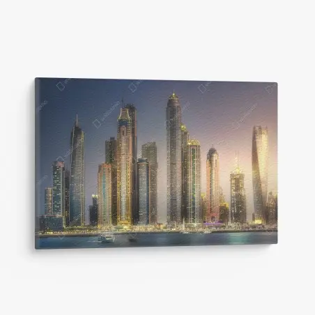 Cuadro en lienzo impresionante horizonte de Dubái al atardecer – Pixers®