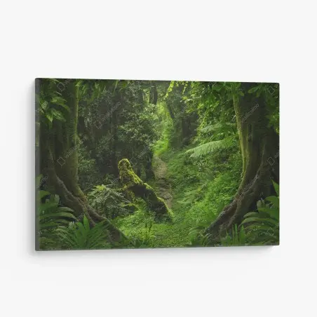 Cuadro en lienzo bosque encantado: sendero entre musgo y helechos – Pixers®