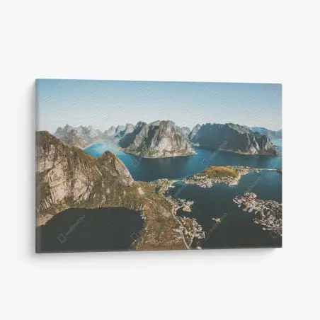 Cuadro en lienzo amanecer sobre fiordos y montañas – Pixers®