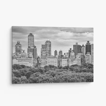 Cuadro en lienzo panorama en blanco y negro de Manhattan – Pixers®