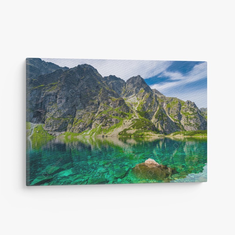 Cuadro en lienzo impresionante paisaje de Czarny Staw: lago cristalino y montañas