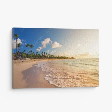 Cuadro en lienzo puesta de sol tropical con palmeras – Pixers®