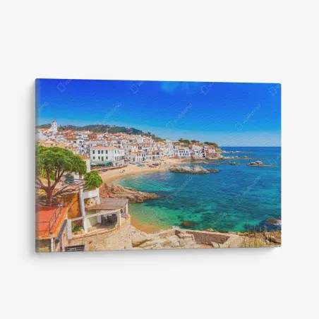 Cuadro en lienzo vistas mediterráneas de pueblo costero – Pixers®