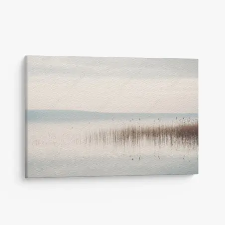 Cuadro en lienzo paisaje lacustre minimalista con juncos – Pixers®