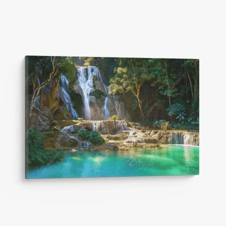 Cuadro en lienzo oasis de cascadas y agua turquesa – Pixers®