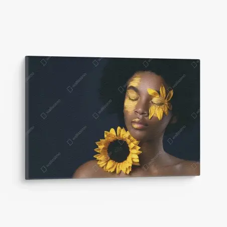 Cuadro en lienzo esencia solar: retrato artístico con girasol – Pixers®