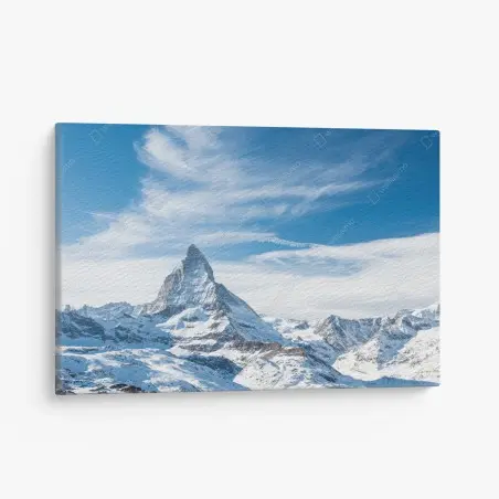 Cuadro en lienzo paisaje alpino nevado con pico majestuoso – Pixers®