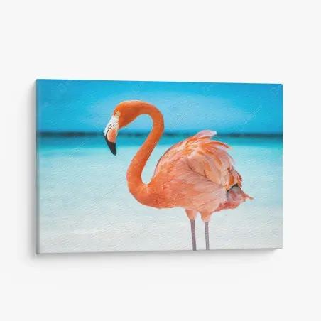 Cuadro en lienzo flamenco rosa junto al mar – Pixers®