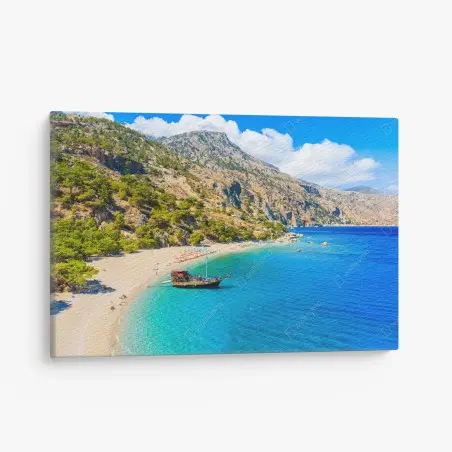 Cuadro en lienzo bahía turquesa en Apella, Karpathos – Pixers®