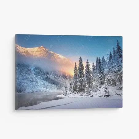 Cuadro en lienzo amanecer en Morskie Oko, paisaje invernal de los Tatra – Pixers®